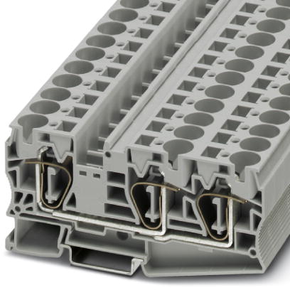 Phoenix Contact Multi-Conductor Terminal Block; ST 16-TWIN; 75A; 600V; #16 - #4; Spring-Cage Connection; Gray